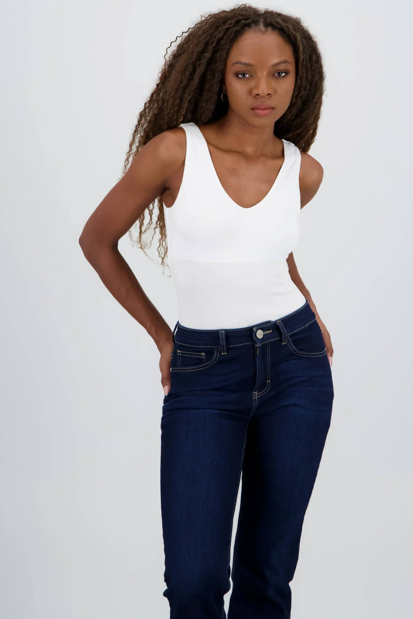 Shasa V Neck Double Layer Bodysuit
