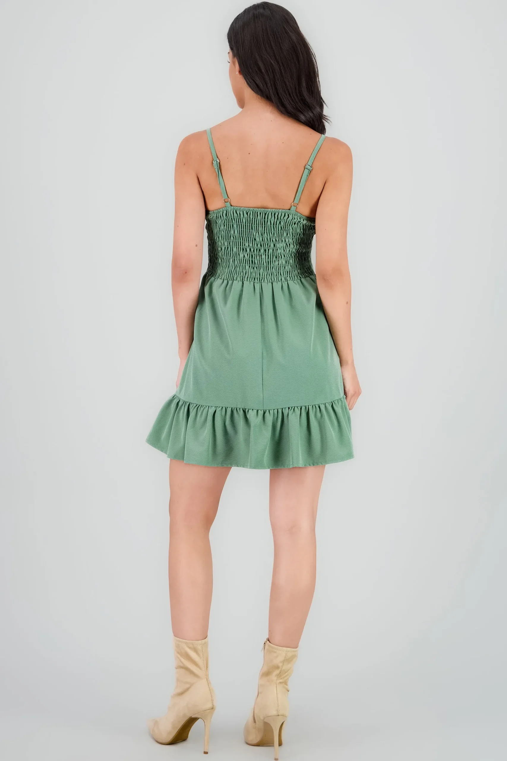 Shasa V Neck Mini Dress with Ruffle Detail