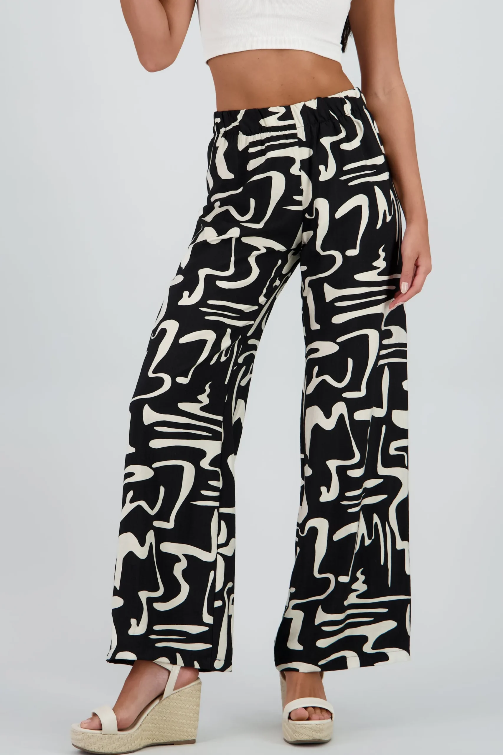 Shasa Wide Leg Abstract Print Pants