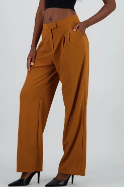 Shasa Wide Leg Pants with Double Pleated Waistband