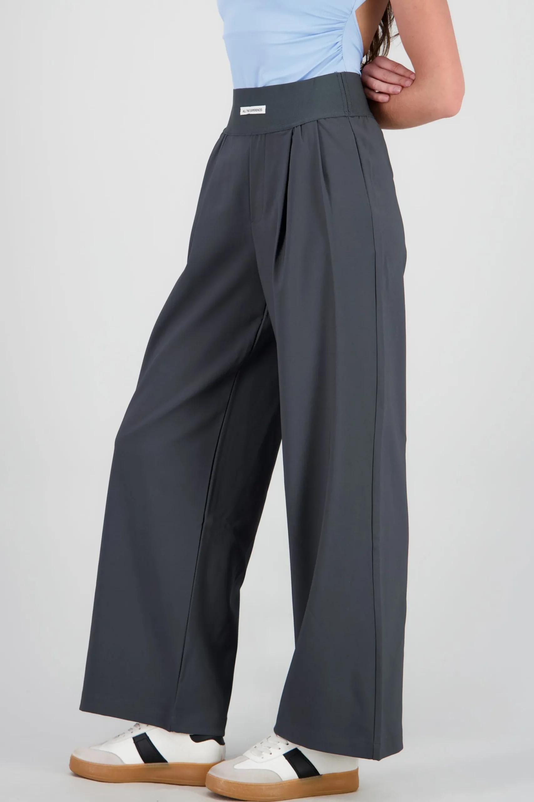 Shasa Wide Leg Pants with Elastic Detail