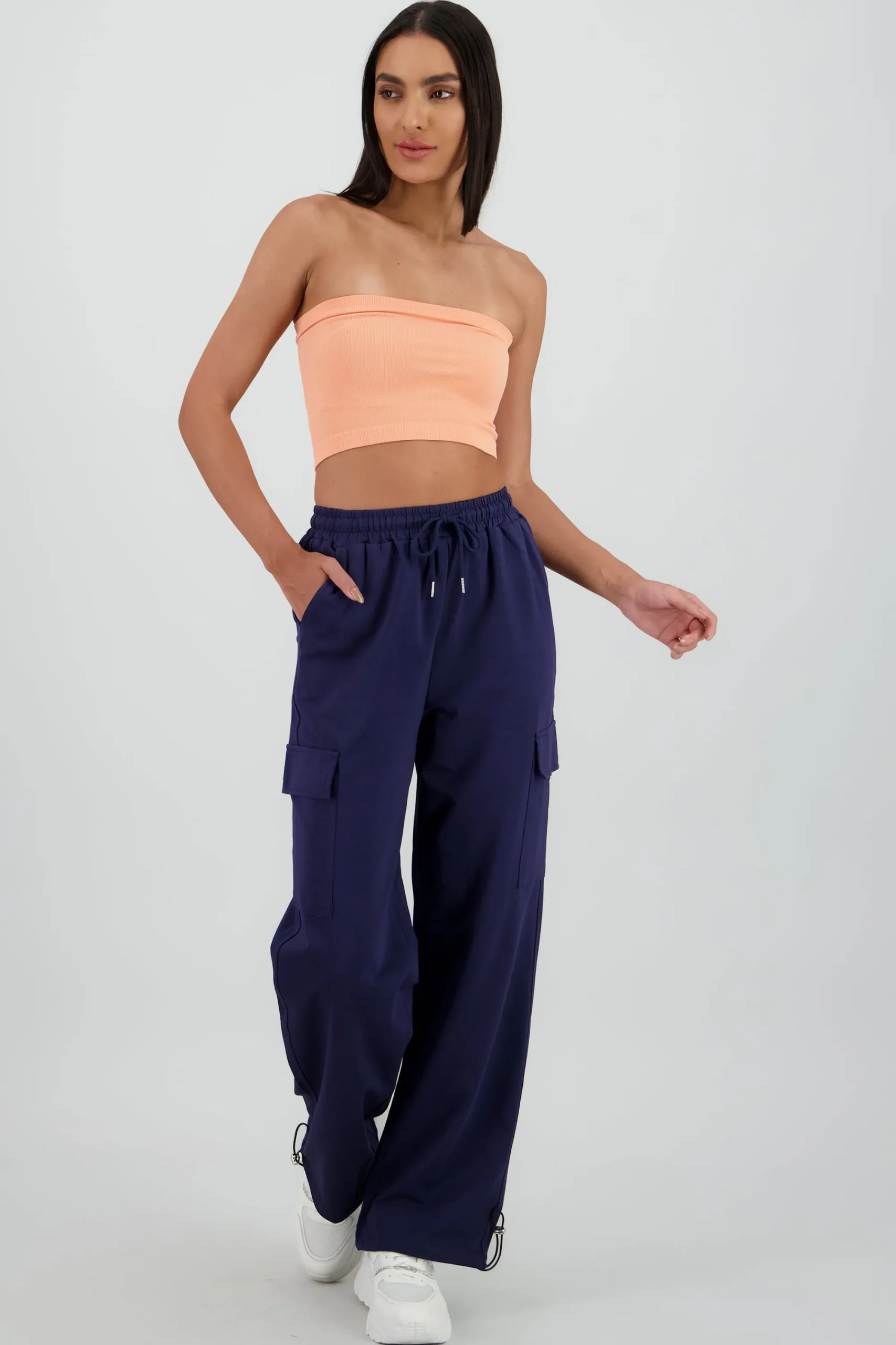 Shasa Wide Leg Pants with Stripe Detail