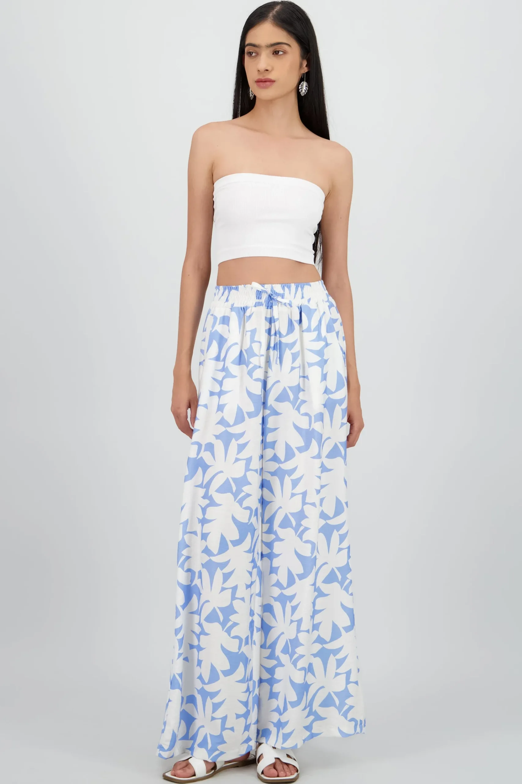 Shasa Wide Leg Tropical Print Pants