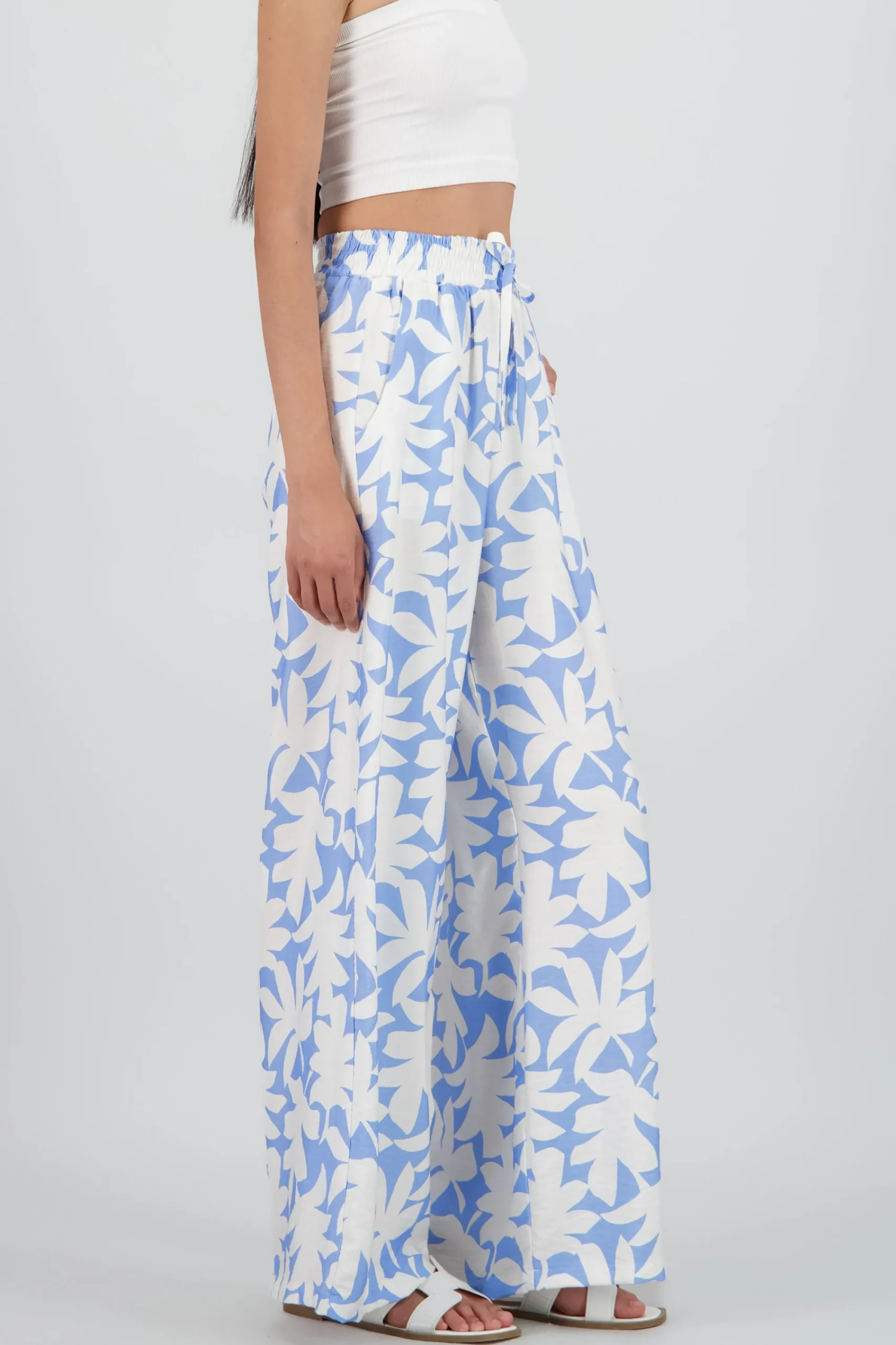 Shasa Wide Leg Tropical Print Pants