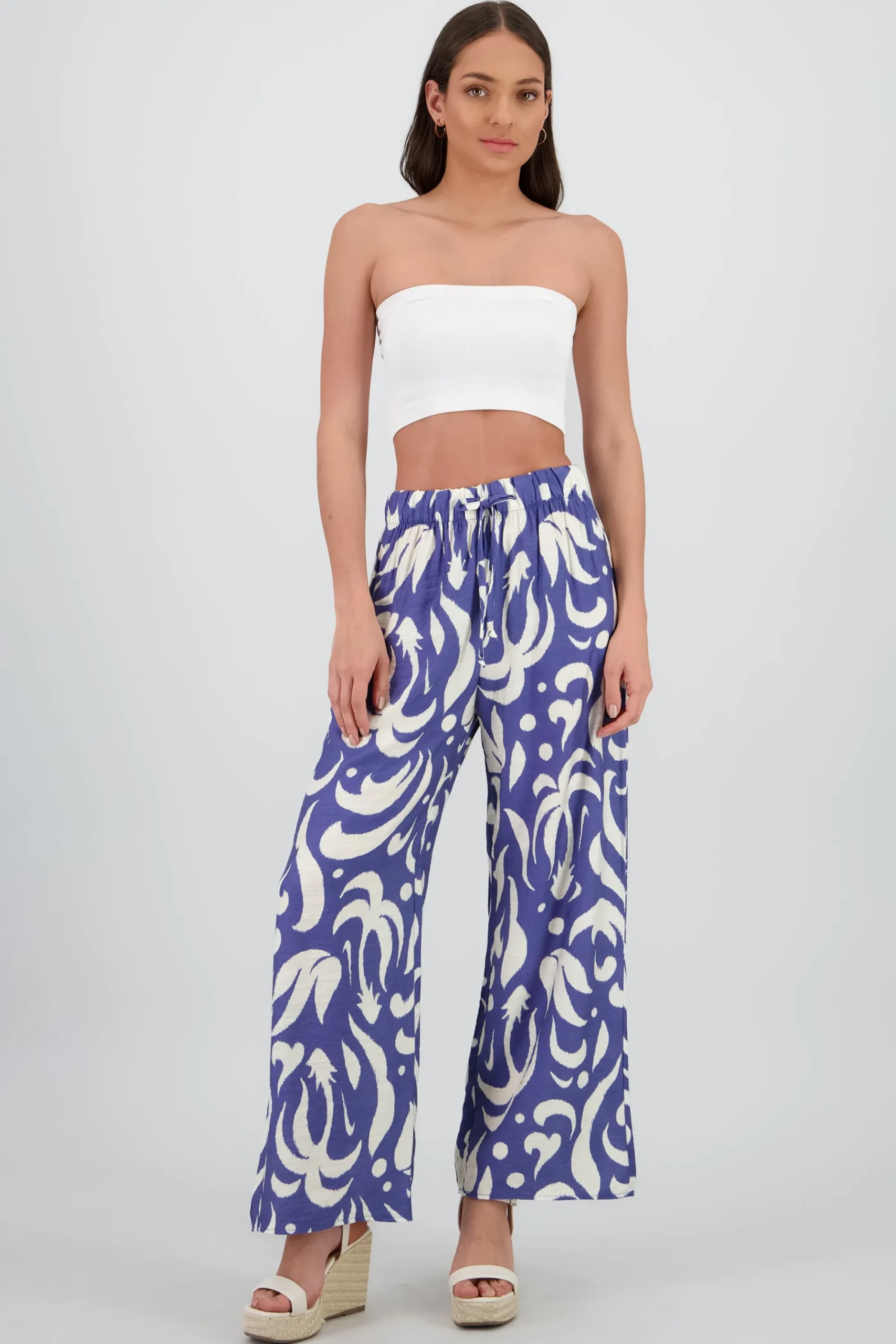 Shasa Wide Pants with Elastic Waistband