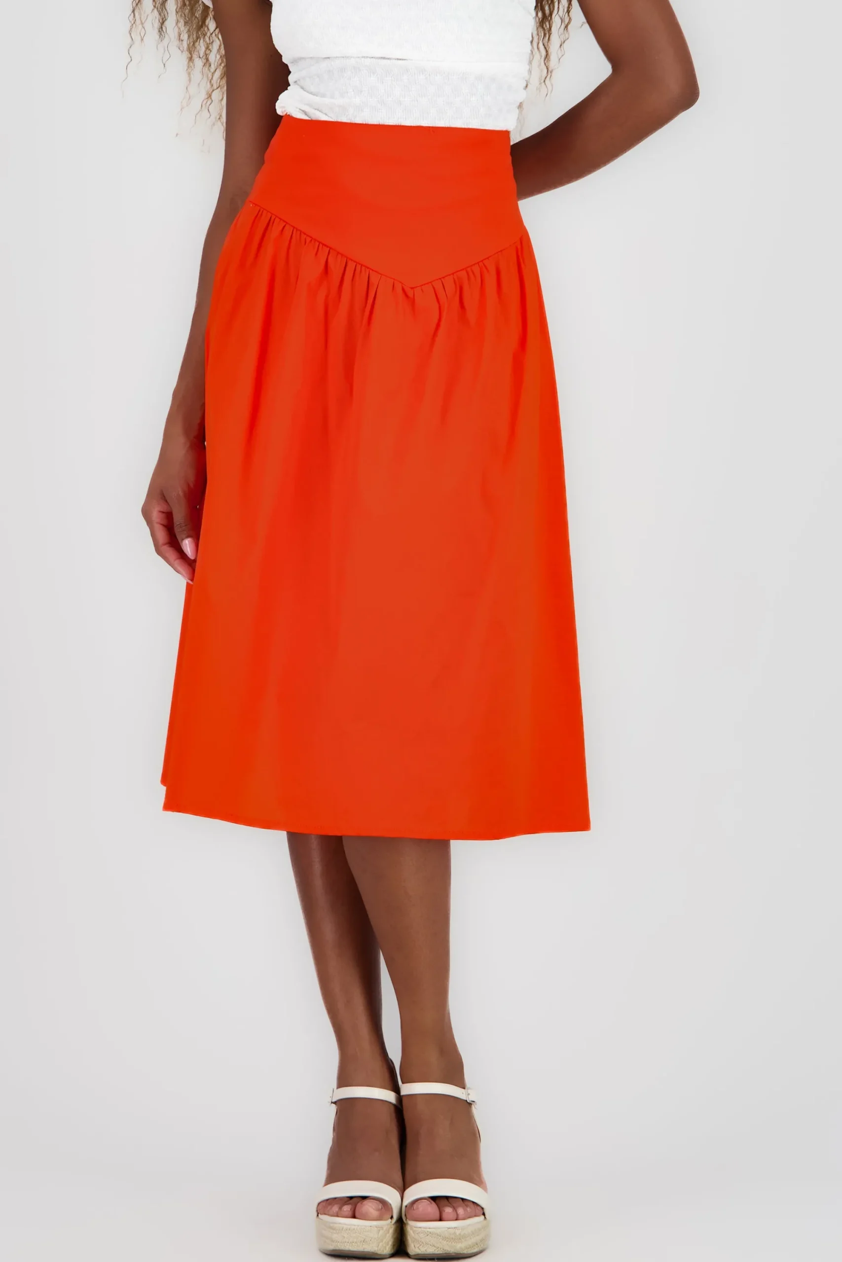 Shasa Wide Waistband Midi Skirt